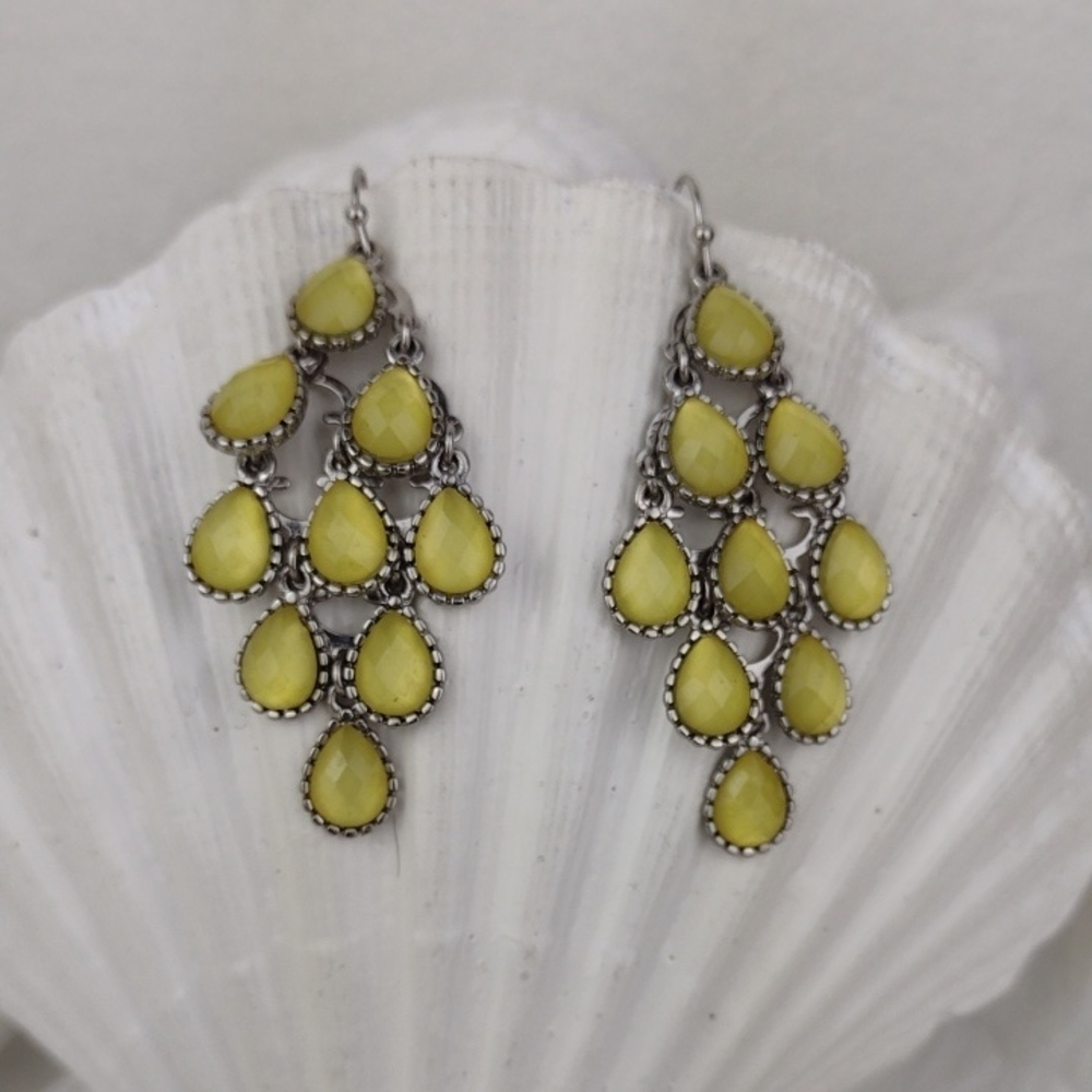 Yellow Teardrop Chandelier Earrings - Women Jewelry